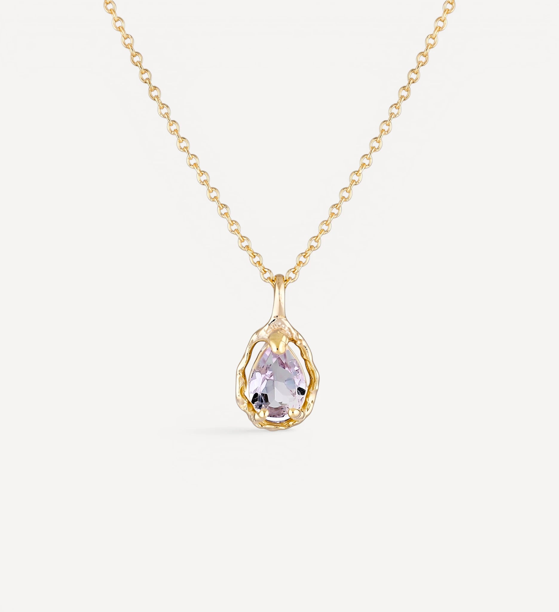 Pear Halo necklace | Pink Amethyst