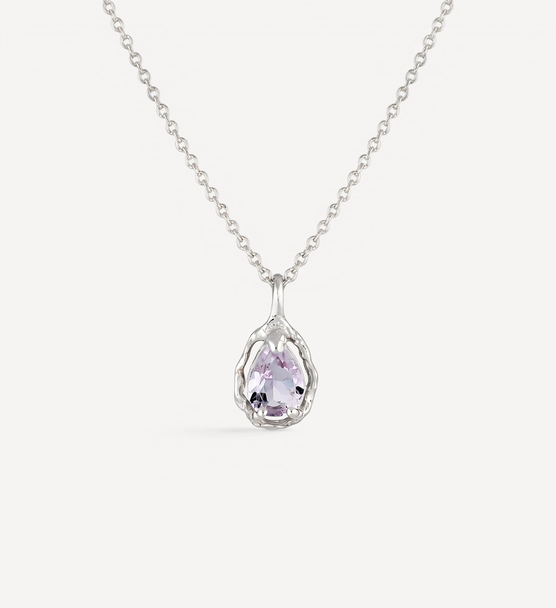 Pear Halo necklace | Pink Amethyst