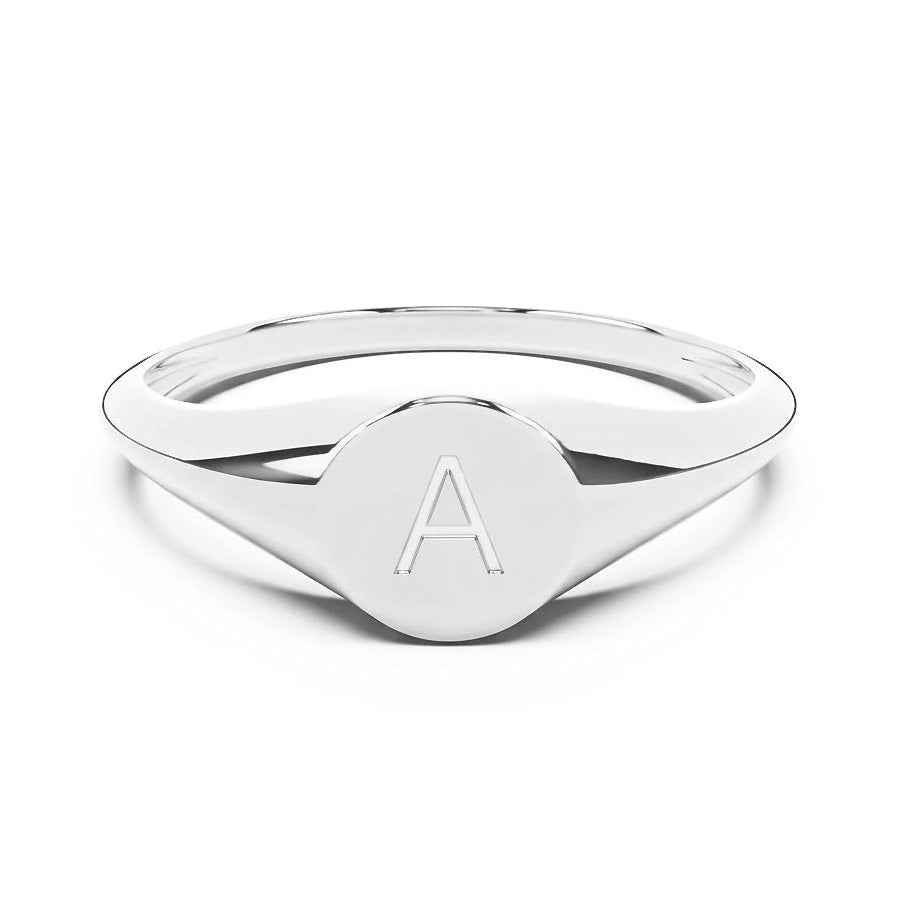 Petite Round Signet | Engraved Initial